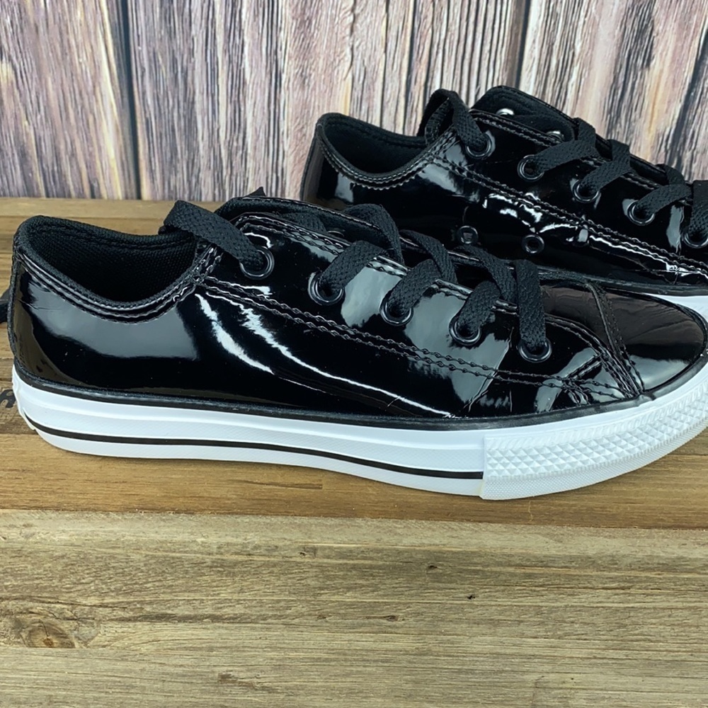 Black Patent Leather Converse Shoes (Size 2) - Picture 2 of 16